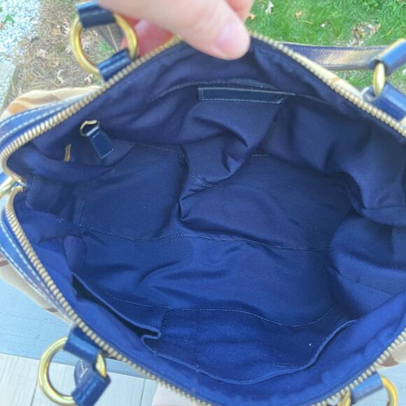 COACH Signature Satchel, Blue Jacquard Stripe, Crossbody - Picture 5 of 12